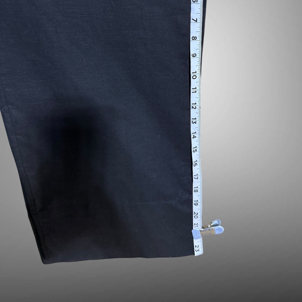 Kourt Flax Linen Crop Summer Pants Black Size Medium Wide Leg Crishelle - Picture 8 of 15